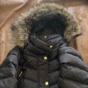 Michael Kors faux-fur quiltpuffer coat gunmetal 1x